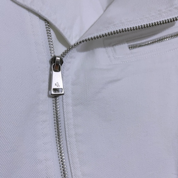 Lauren Ralph Lauren White Cropped Denim Moto Jacket - Picture 9 of 11